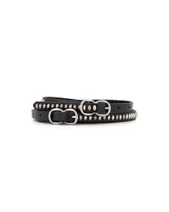the Kaia Ava Leather Belt Black Silver Studs