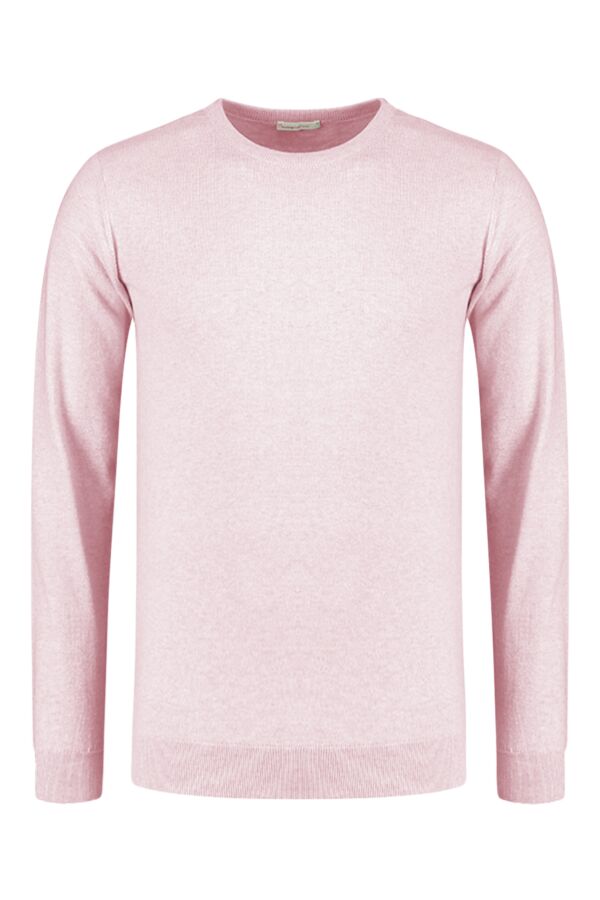 Knowledge Cotton Apparel Basic O-Neck Cotton Cashmere Pullover in Orchid Pink
