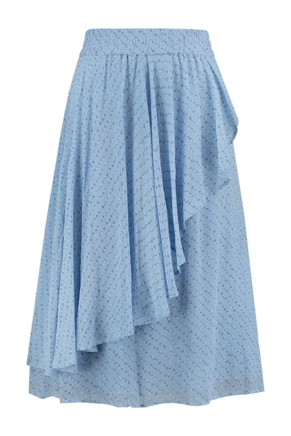 Ganni Skirt Printed Georgette Forever Blue - F3979 1858 681 | Bloom Fashion
