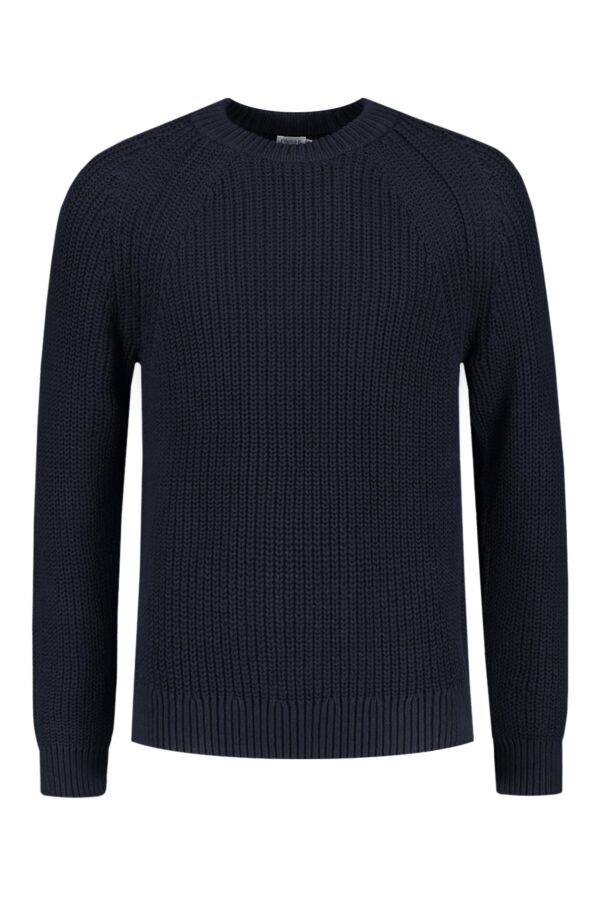 Filippa K Chunky Rib Cotton R-Neck Sweater Navy - 26029 2830