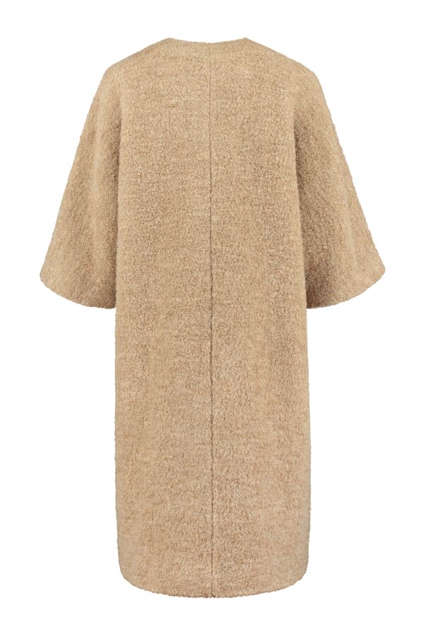 Ganni Boucle Wool Kimono Coat Tannin - F4415 185 | Bloom Fashion