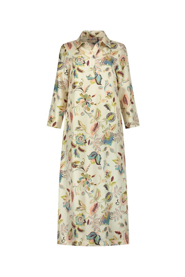 Momoni Dress Silk Arcadia Flowerprint Ecru | Bloom Fashion